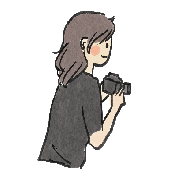 Illustration of Angeline holding a camera