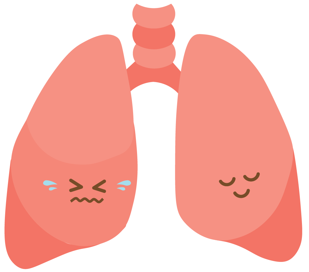Illustrated lung characters with expressive faces
